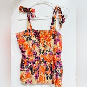 Vibrant Floral Smocked Tank Top